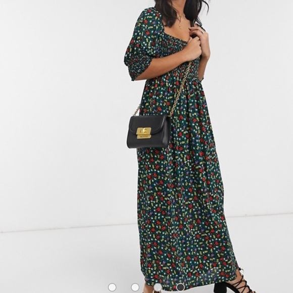 BNWT ASOS petite smocked bust maxi dress-Ditsy - Picture 4 of 4